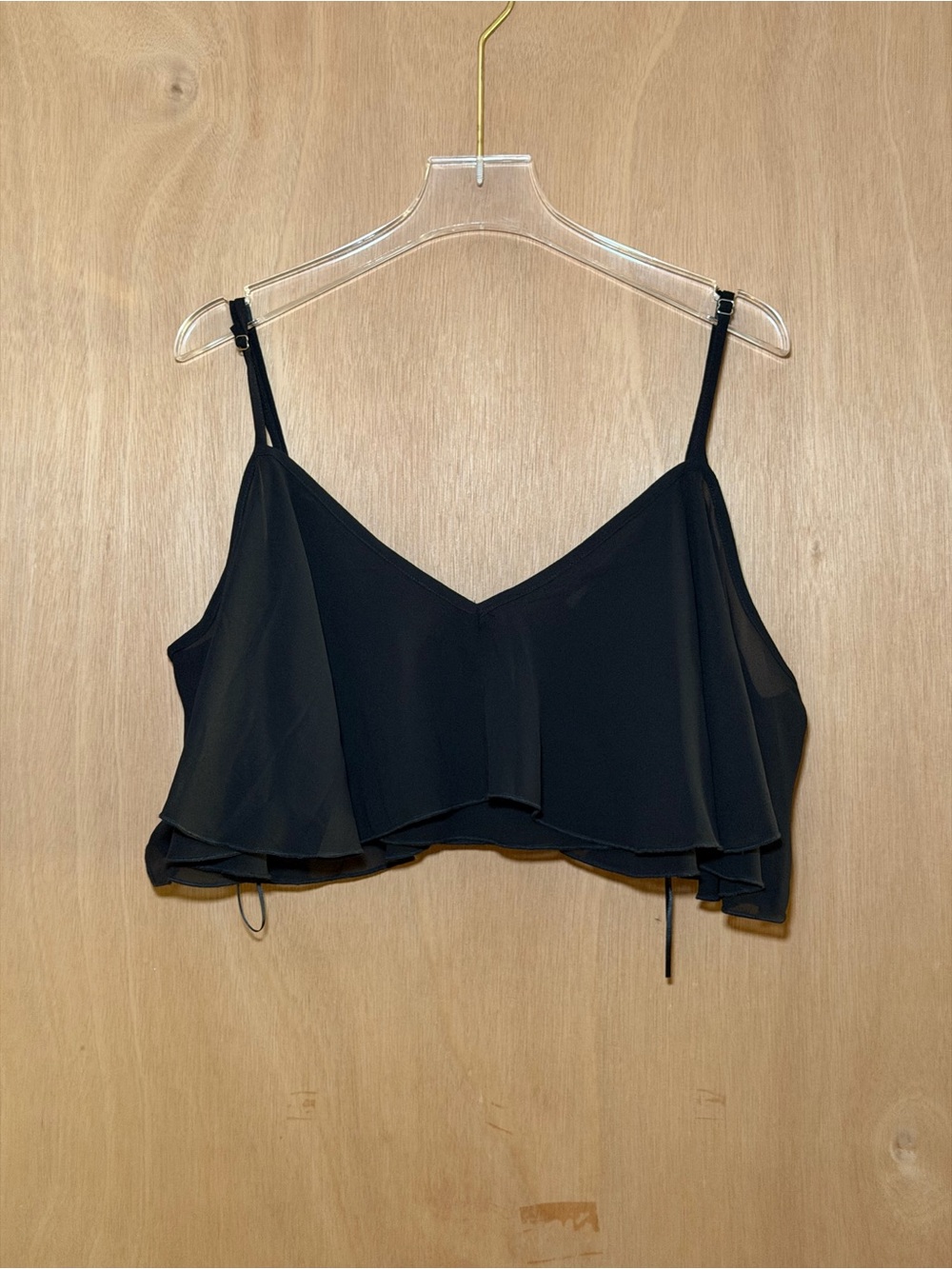 SET: Ruffle Skirt and Black V-Neck Chiffon Layered Camisole Top
